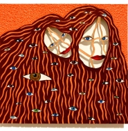 All Eyes (2022) mixed media on paper / 30 x 32 x 25 cml
