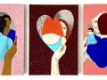 Mirrorseries (2024) mixed media on paper and cardboard, each 27,5 x 19 x 1,5 cm