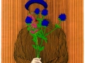 Ordeverstoring met bloemen (2025) mixed media on paper and cardboard, 25 x 18 x 1 cm