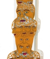 Totemhead (2022) 192 x 42 x 7 cm / Mixed media on paper
