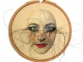 No title-selfpotrait (2005) Transferprint and horsehair on leather (13,5 cm)